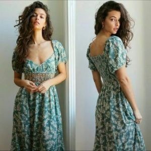 Floral Maxi Dress Boho Floral Maxi Dress Boho Prairie Cotton Smocked Embroidered